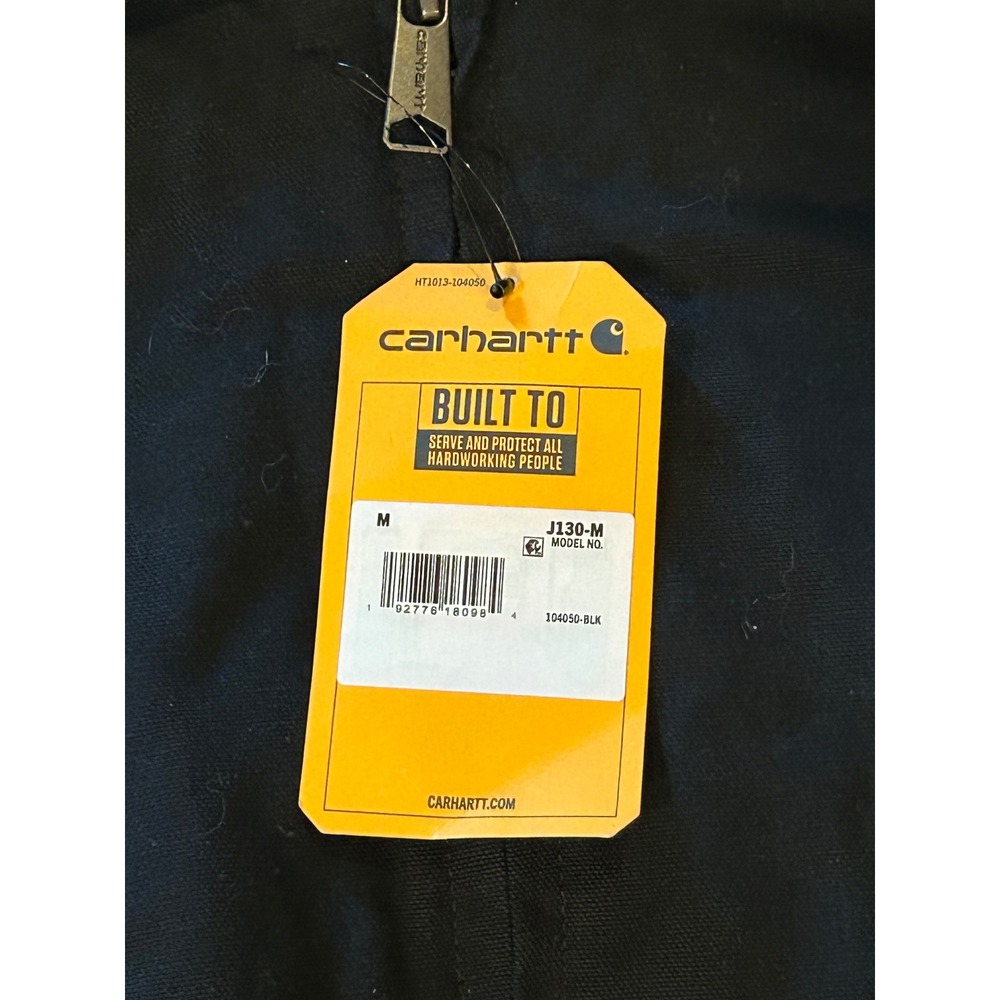 Carhartt J130 Active Jac Mens Medium Black NWT Hooded Duck Canvas EFC Logo - Picture 2 of 4